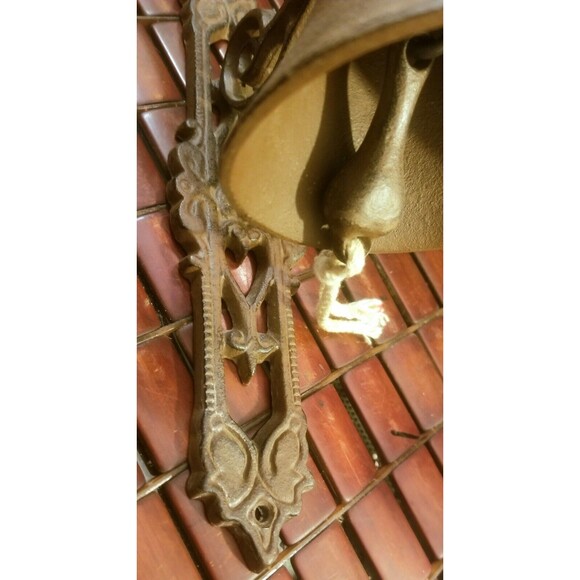 Vintage Cast Iron Moose Hanging Dinner Bell Wall Mounted 12"x6.5" 5" Diameter - Picture 7 of 7